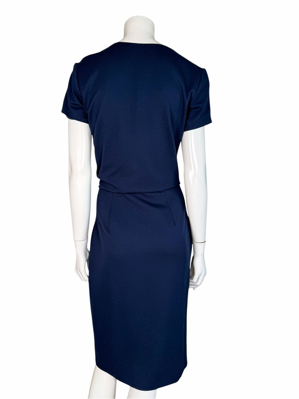 Jason Wu Draped Surplice Twist Waist Navy Sheath Midi Dress Size 6 - Picture 6 of 13